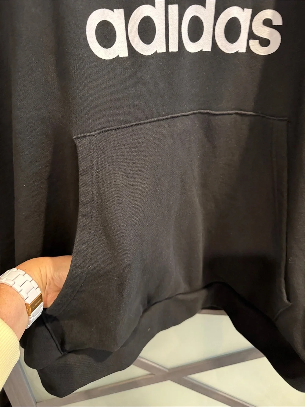 adidas Black Hoodie with White Trefoil Logo